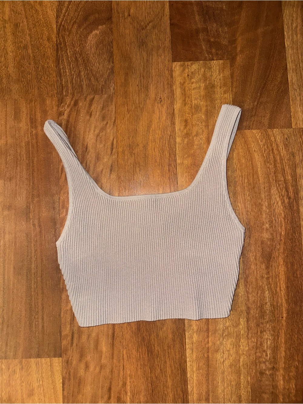 Babaton Ribbed Square-Neck Crop Tank - Taupe